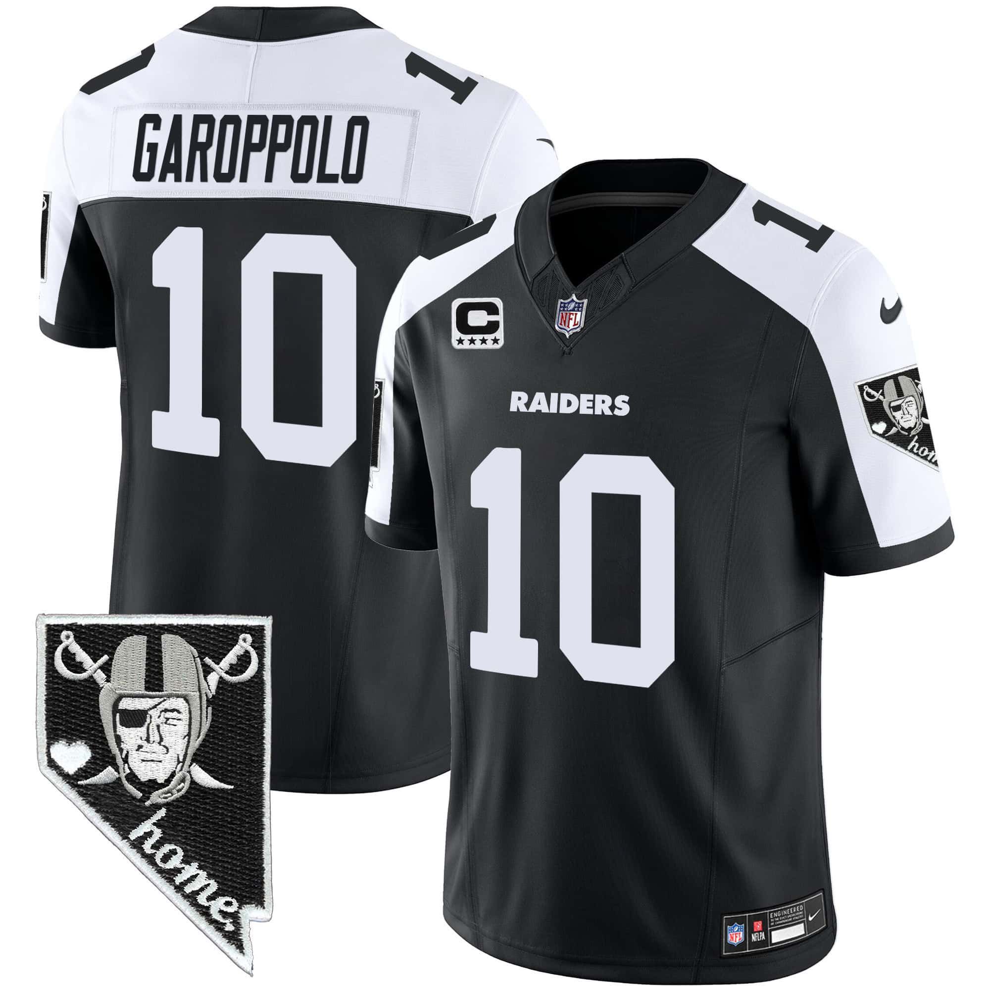 Men Oakland Raiders #10 Garoppo Black 2024 Nike Nevada Home Patch Vapor NFL Jersey